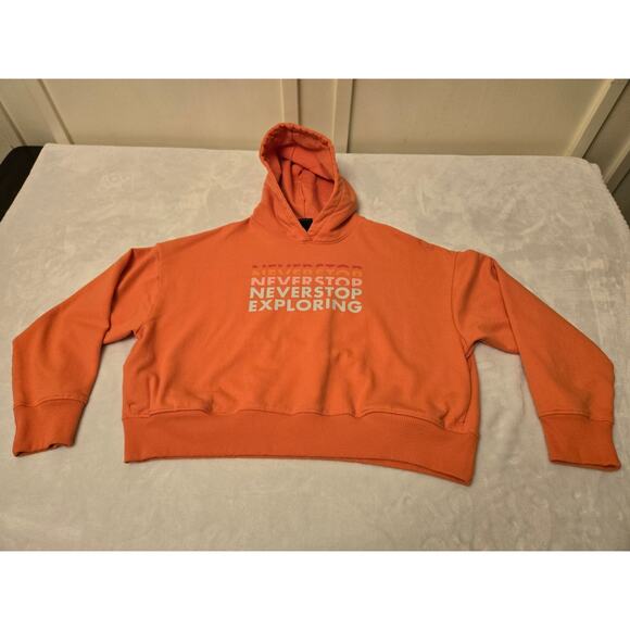 The North Face Women's Logo Play Hoodie Cropped Orange Never Stop Exploring XL - Picture 3 of 8